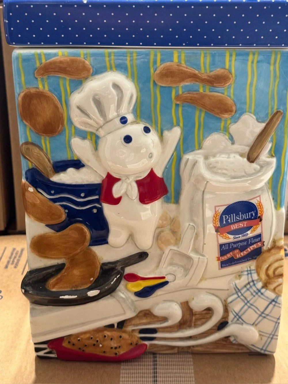 Vintage The Pillsbury Doughboy Ceramic Cookie Jar Canister Flour Jar